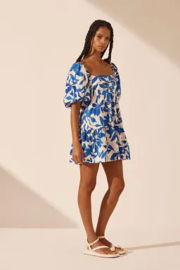 Shona Joy Tiered Mini Dress Blue Floral Size 6 for rent on The Volte - image 2