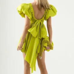 Aje Gretta Bow Back Mini Dress Chartreuse Green Size 16 for rent on The Volte - image 3