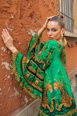 Czarina Emerald Leopardess Frill Dress Mini Green Leopard Print Size L / AU 14 for rent on The Volte - image 2