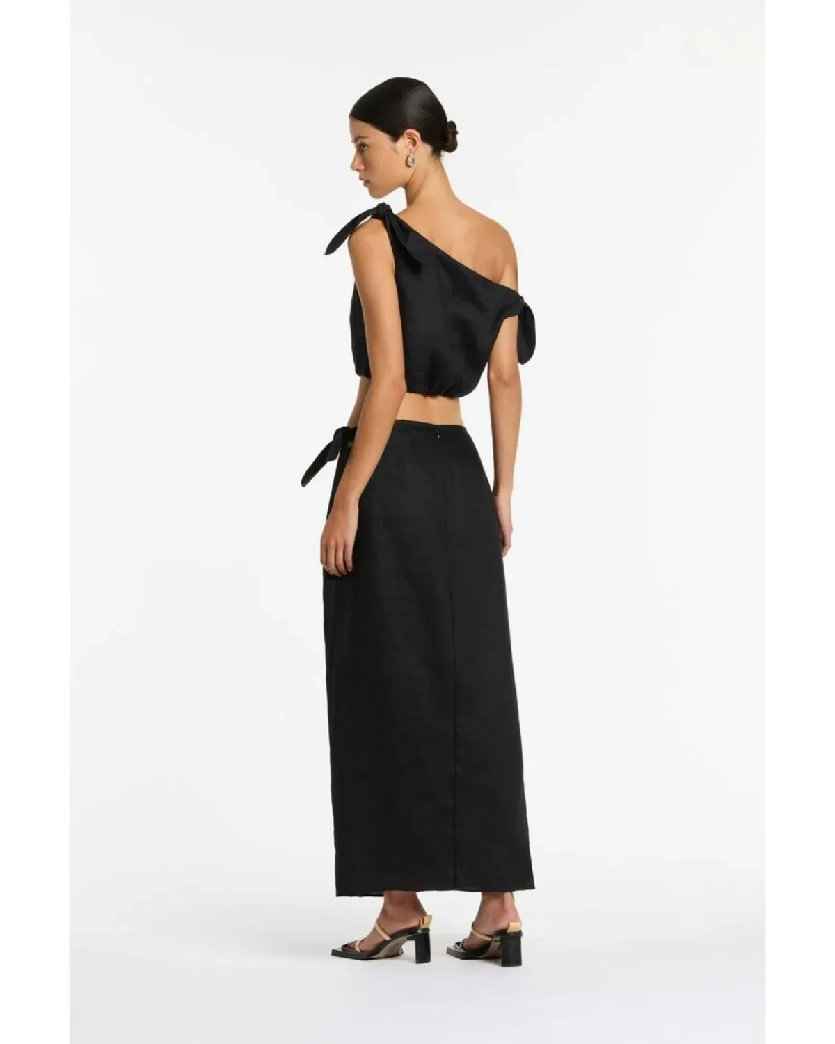Sir The Label Bettina Tie Crop Size AU 12 and Midi Skirt Size AU 10 Set Black - Image 3