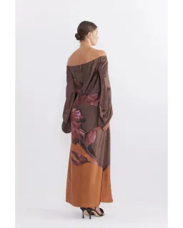 Pasduchas Moon Flower Sleeve Midi Dress Fudge Size AU 10 for rent on The Volte - image 3