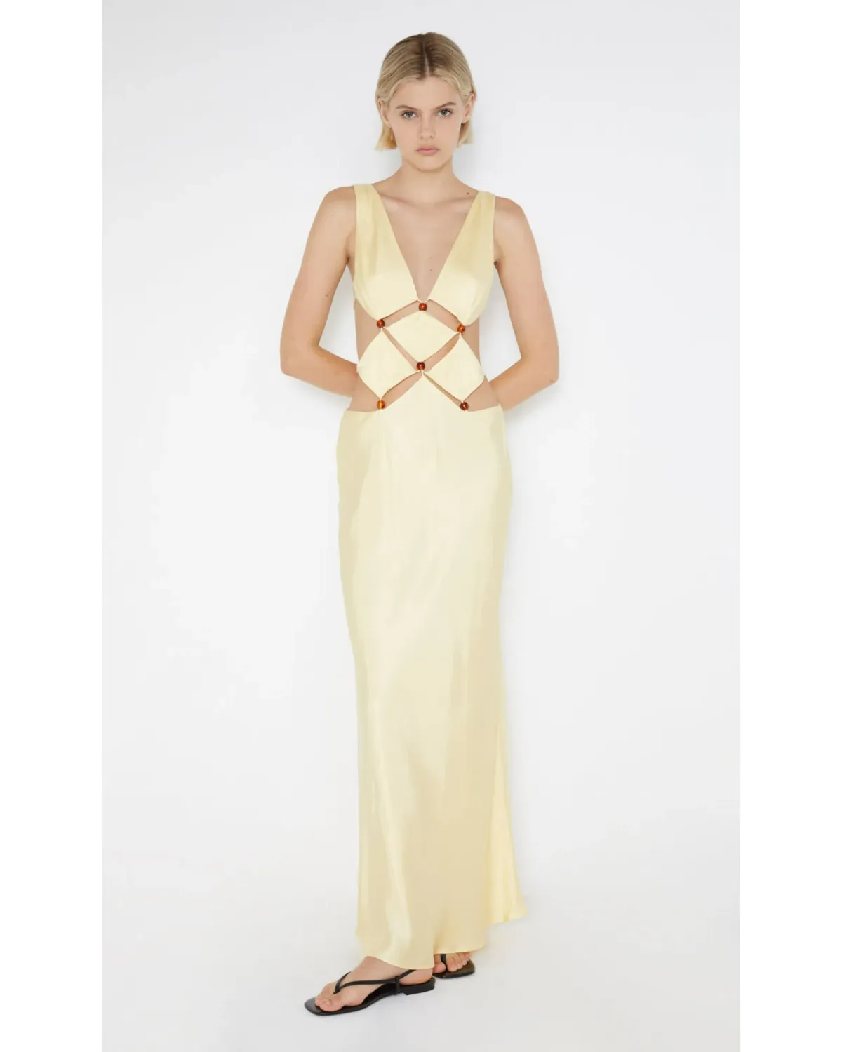 Bec & Bridge Agathe Diamond Dress Butter Yellow Size AU 8 - Image 1