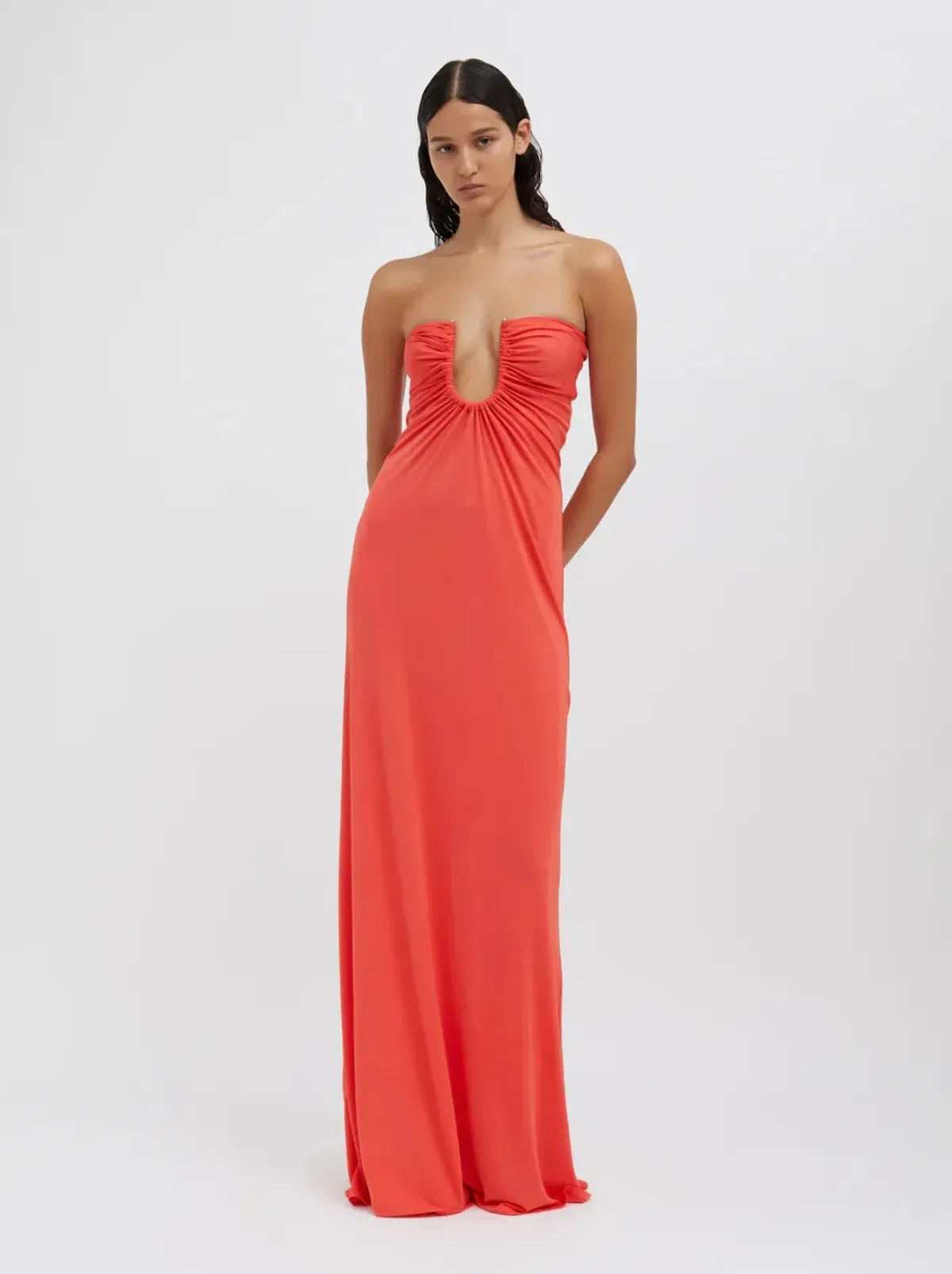 Christopher Esber Arced Gown Grapefruit Size AU 6 - Image 2