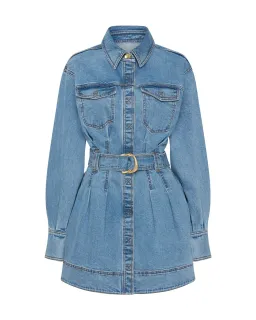 Aje Aradia Denim Mini Dress Classic Wash Size AU 4 for rent on The Volte - image 4