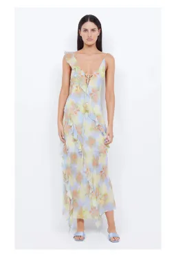 Bec and Bridge Courtney Frill Maxi Dress Blue Blossom Size 8 for rent on The Volte - image 1