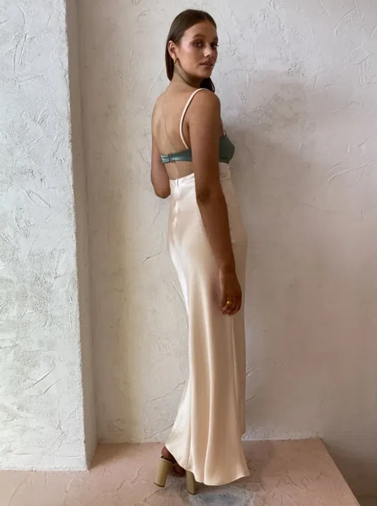 Bec & Bridge Carrie Maxi Dress Green/Cream Size 6 - Image 4