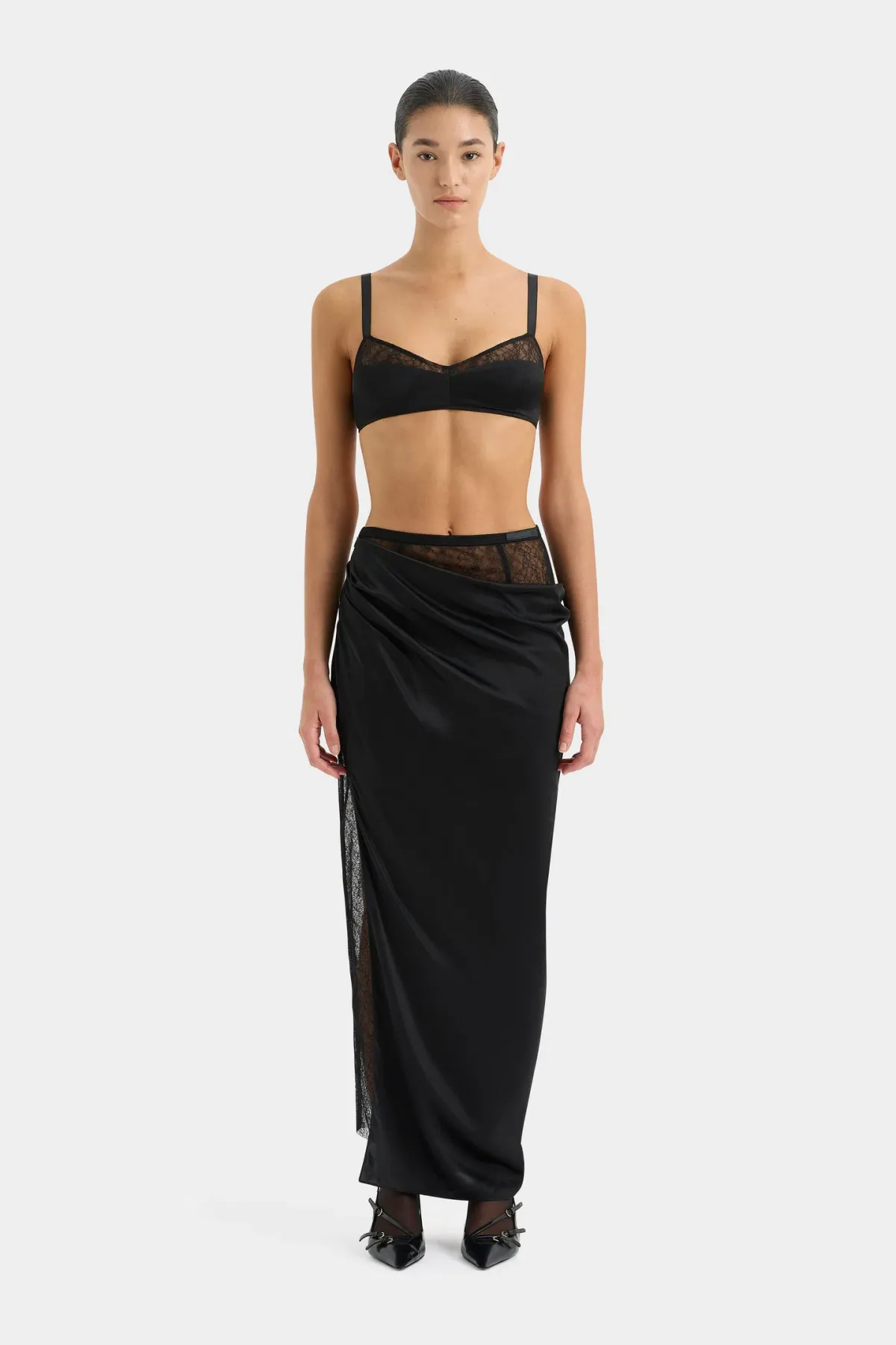 Sir the Label Dunya Bralette and Draped Skirt Set Black Size 1 / AU 8 - Image 2