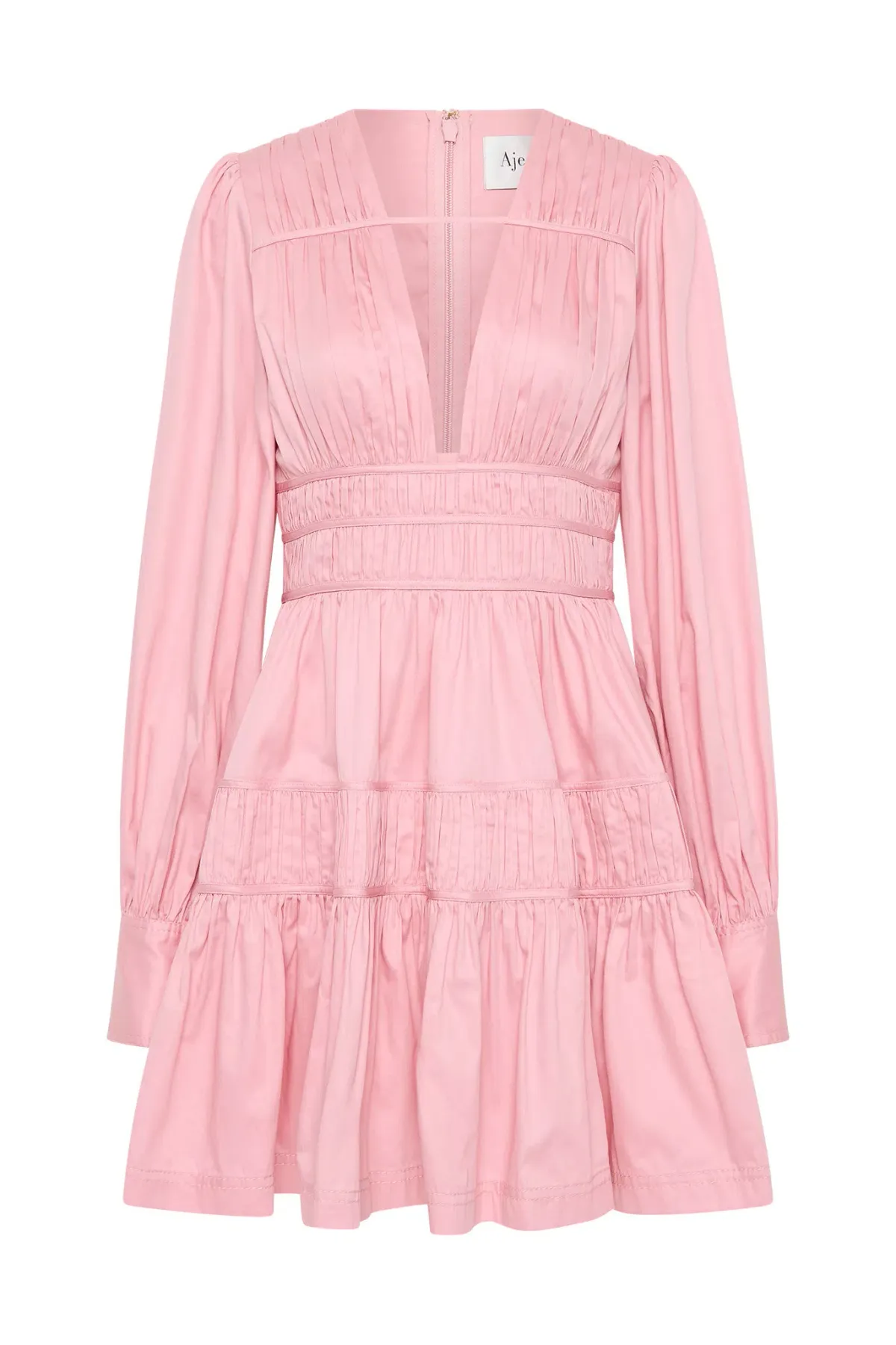 Aje Fallingwater Ruched Mini Dress Chalk Pink Size 8 - Image 8