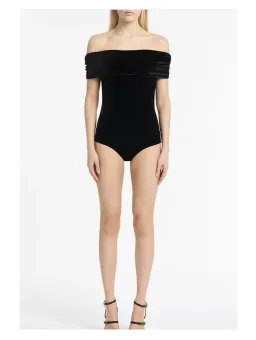 Carla Zampatti Off Shoulder Bodysuit Top and Velvet Pant Black Size 6 for rent on The Volte - image 8
