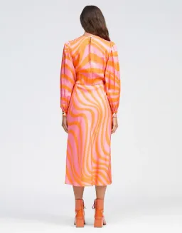 Bul Peregrine Midi Dress Orange Multi Size 8 for rent on The Volte - image 3