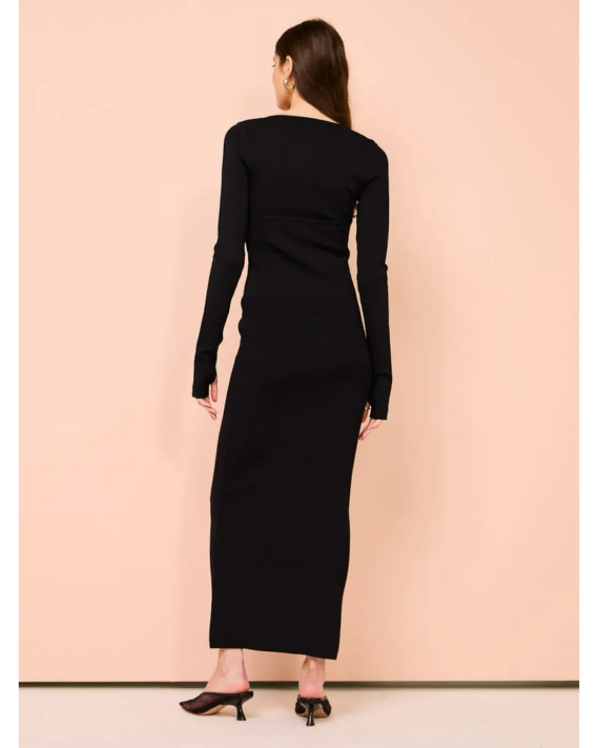Sir the Label Helena Long Sleeve Midi Dress In Black Size 1 / AU 8 - Image 3
