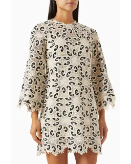 Zimmermann Ottie Lace Mini Dress in Cream/Black Size 0 / AU 8 for rent on The Volte - image 2