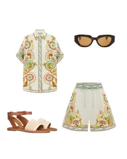 Pinball Linen Shirt and Short Set Multi Print Size 12 for rent on The Volte - image 3