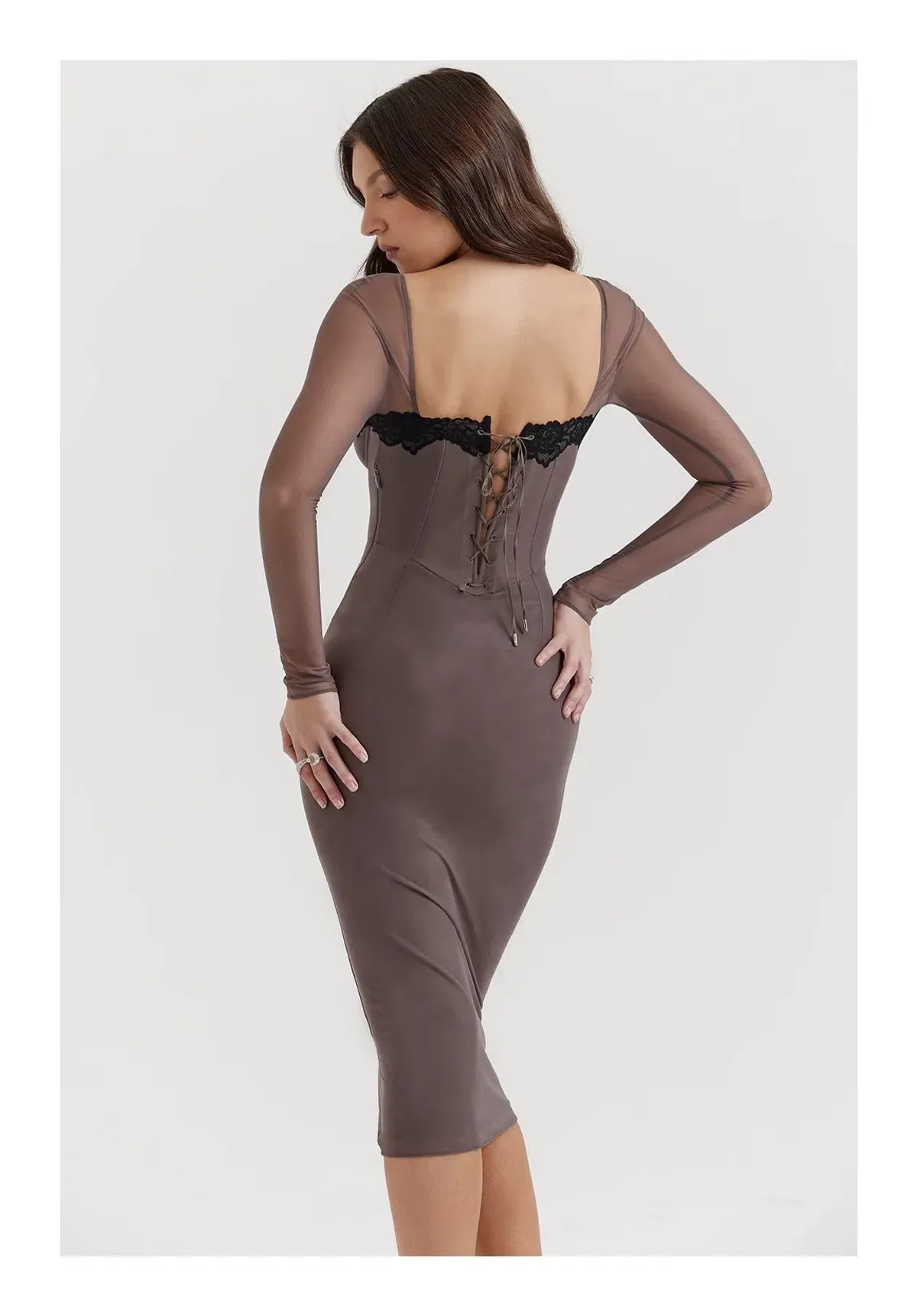 House of CB Seraphina Smoke Corset Dress Brown Size M/ AU 10 - Image 3