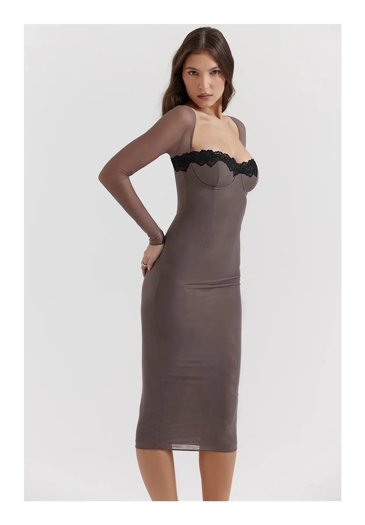 House of CB Seraphina Smoke Corset Dress Brown Size M/ AU 10 - Image 2