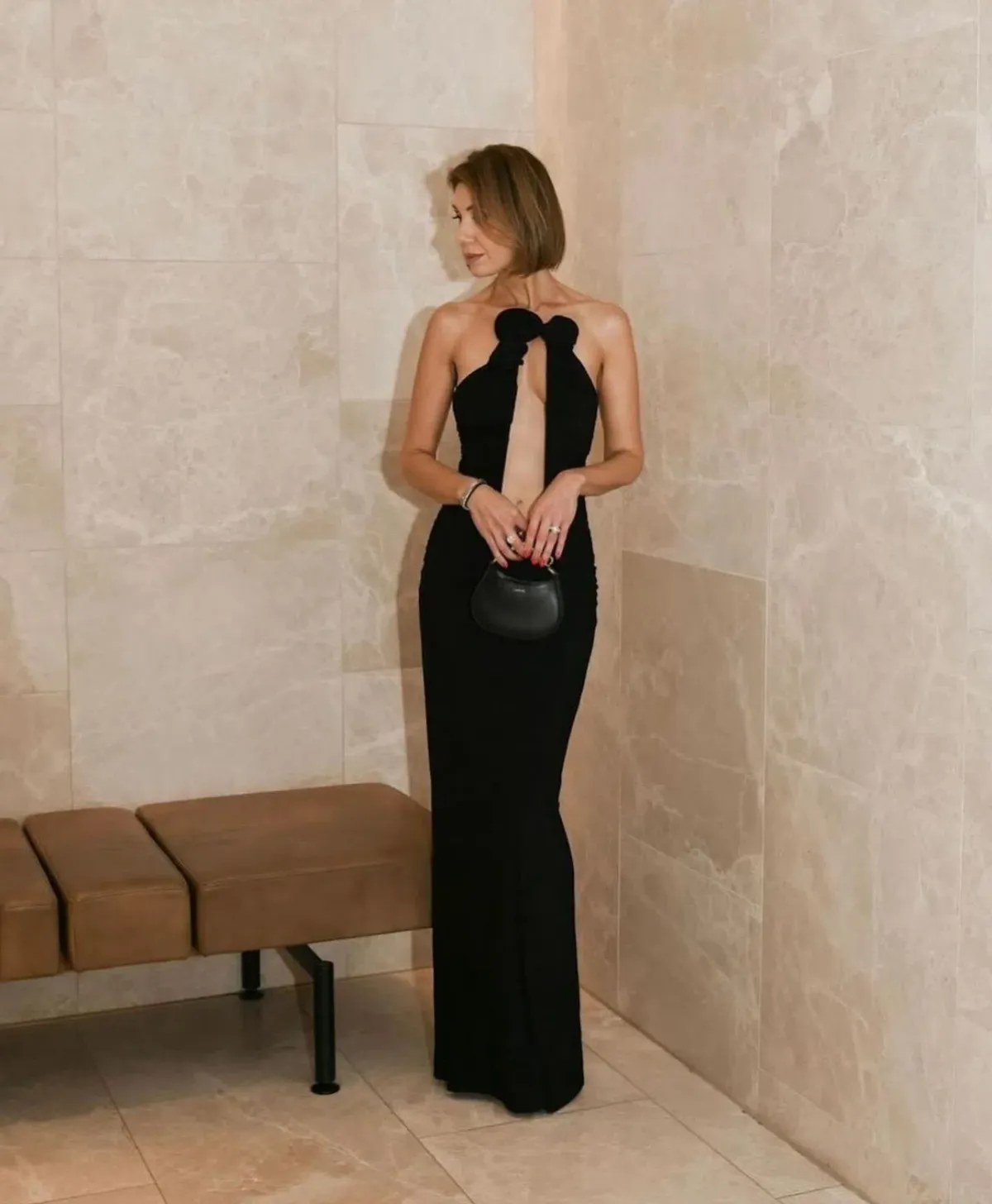 Magda Butrym Strapless Plunge Maxi Dress Black Size 6  - Image 1