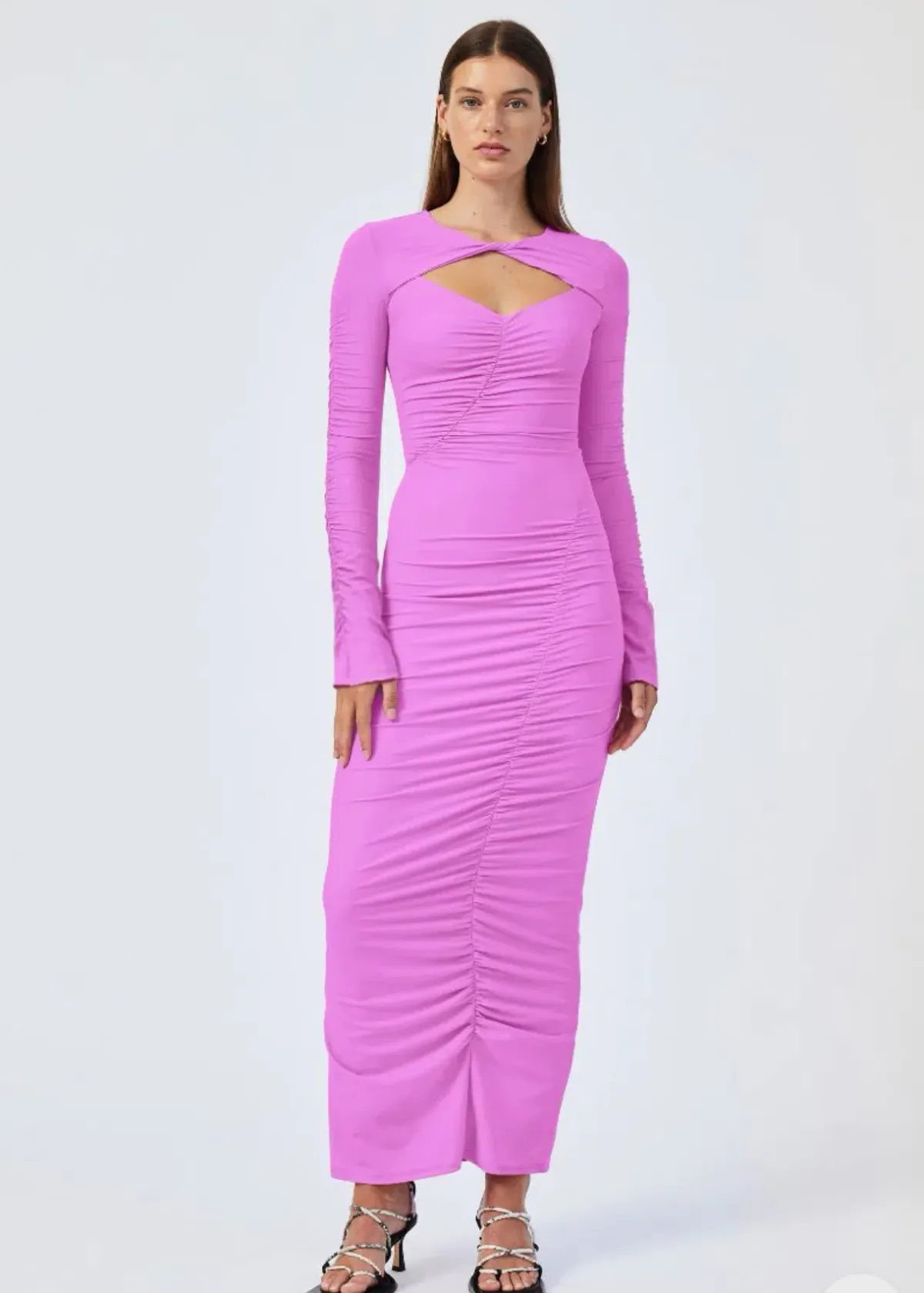 Suboo Ivy Rouched Dress In Fuchsia Size 10 - Image 1