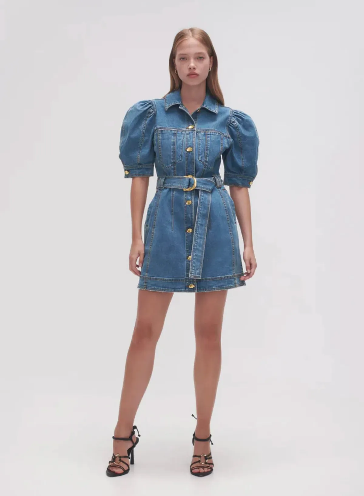 AJE Adriana Puff Sleeve Mini Dress 90's Wash Size 10  - Image 1
