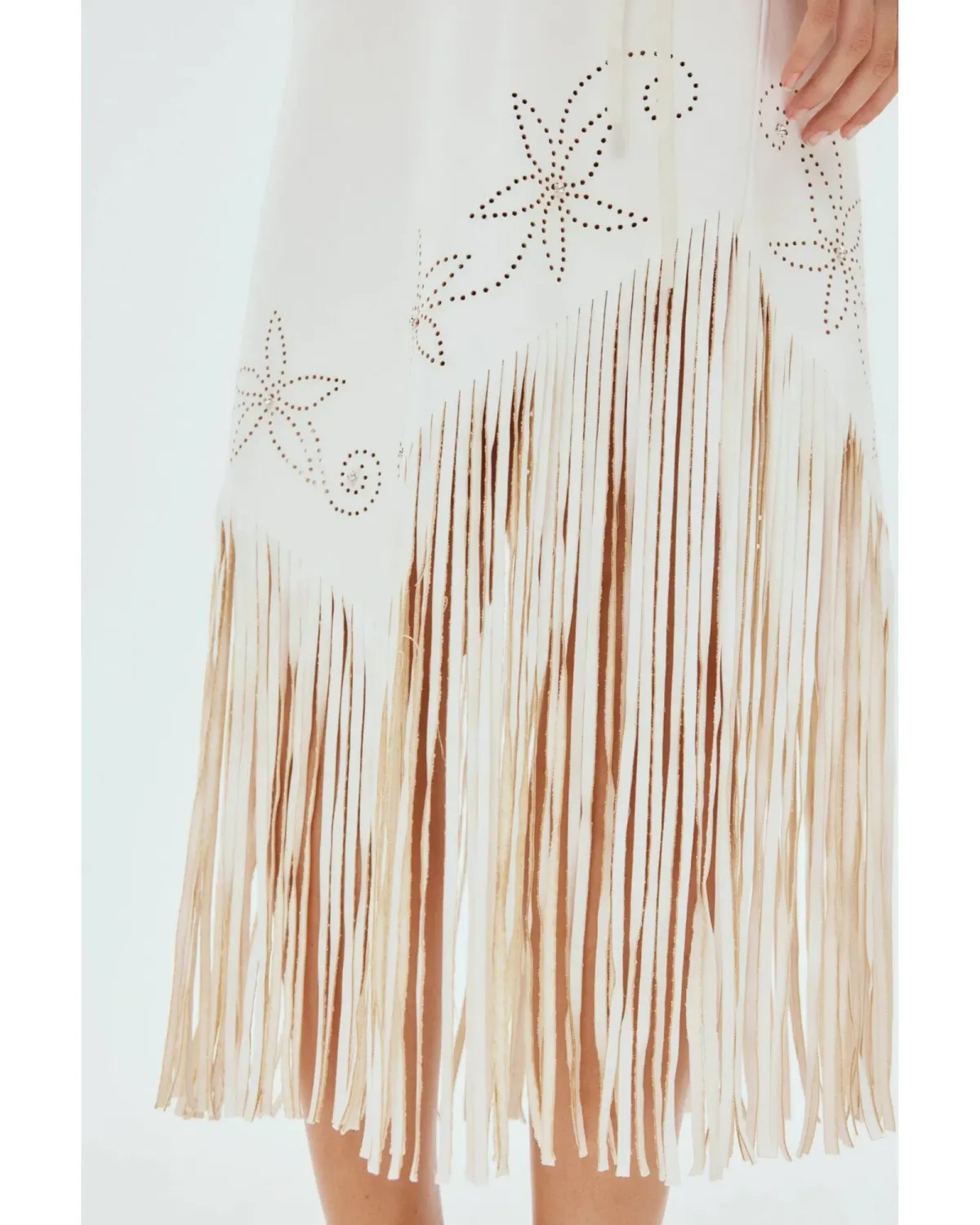 Alemais Barbara Fringe Skirt in White Size AU 10 - Image 4