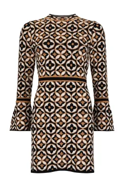 Nine Lives Bazaar Mitzy Knit Dress Deco Mini Gold & Black Size M/L / AU 12 for rent on The Volte - image 5