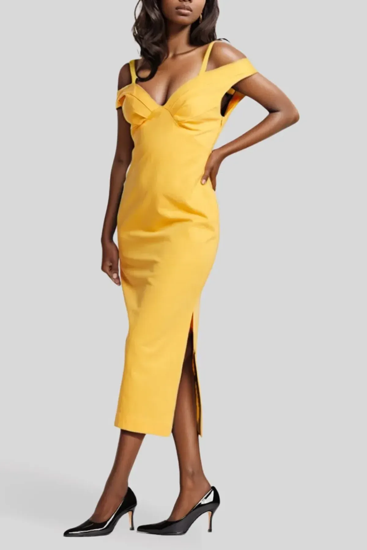 Viktoria and Woods Whirlpool Midi Dress in Mango Size 12 - Image 2