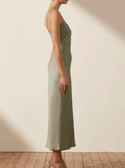 Shona Joy Luxe Twist Front Sleeveless Midi Dress Eucalyptus Size 12 for rent on The Volte - image 2