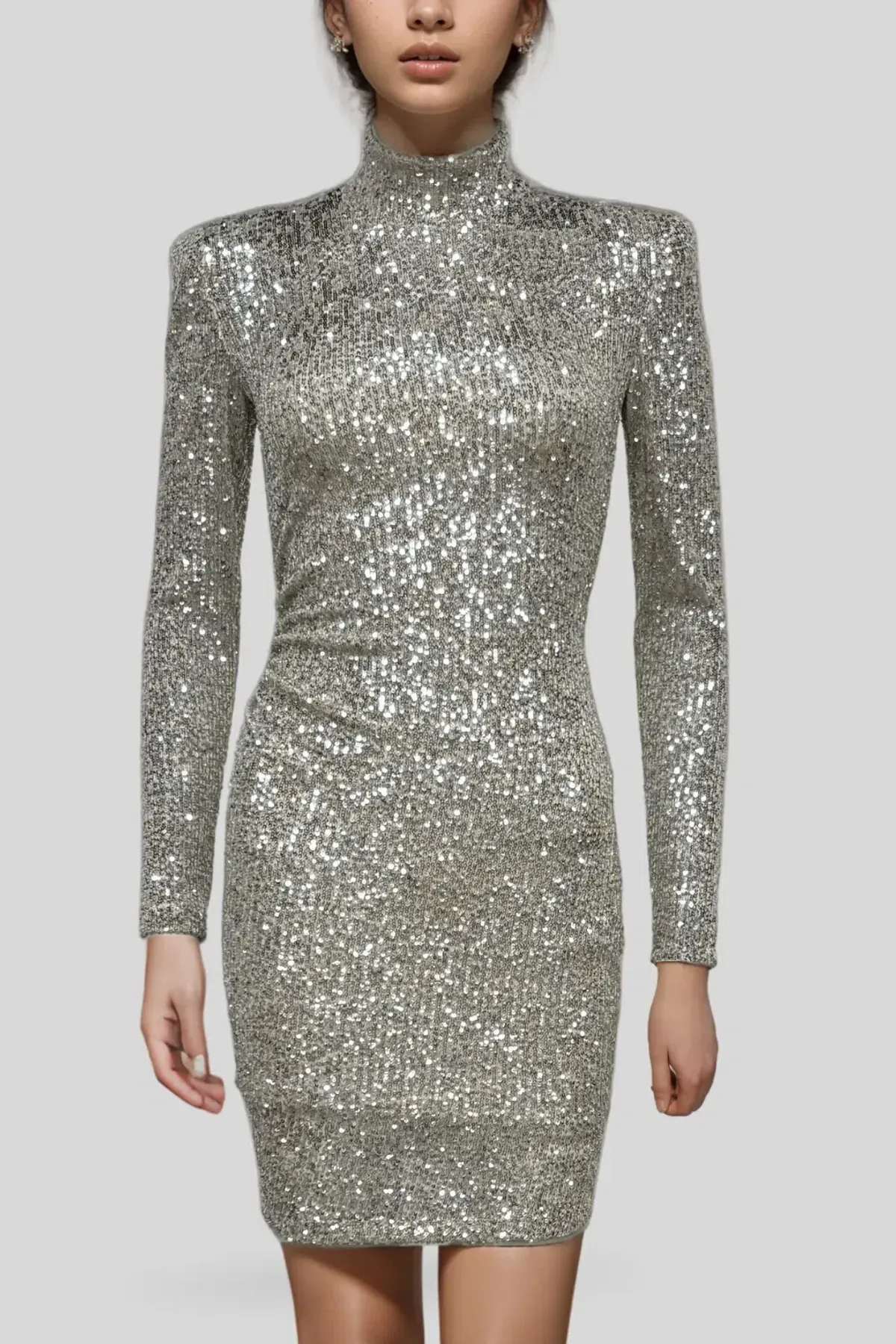 Nookie Lovers Long Sleeve Mini Dress in Silver Size 8 - Image 2