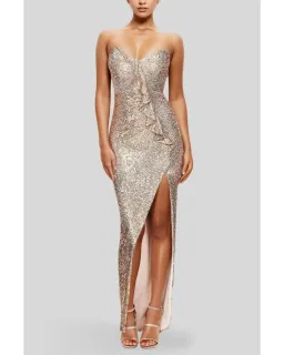 Love Nookie Galaxy Gown in Gold Size AU 8 for rent on The Volte - image 1