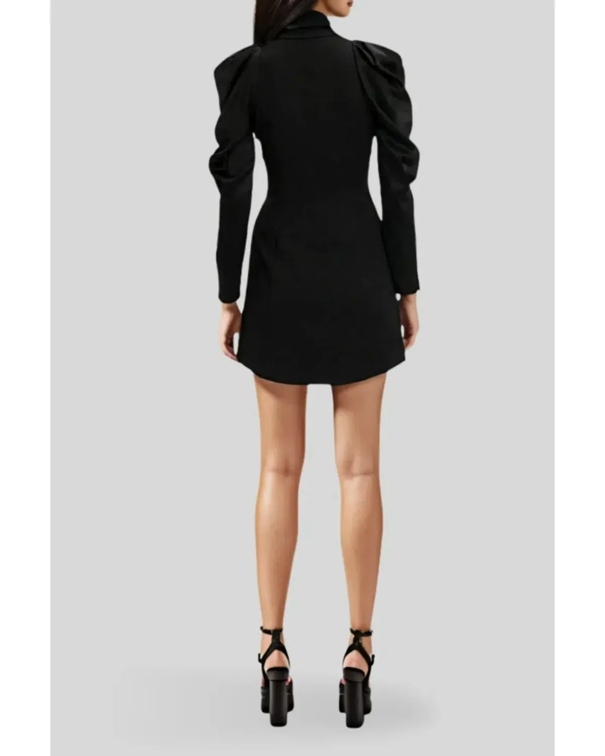 Cue Sculpted Shoulder Twill Dress in Black Size AU 10 - Image 2