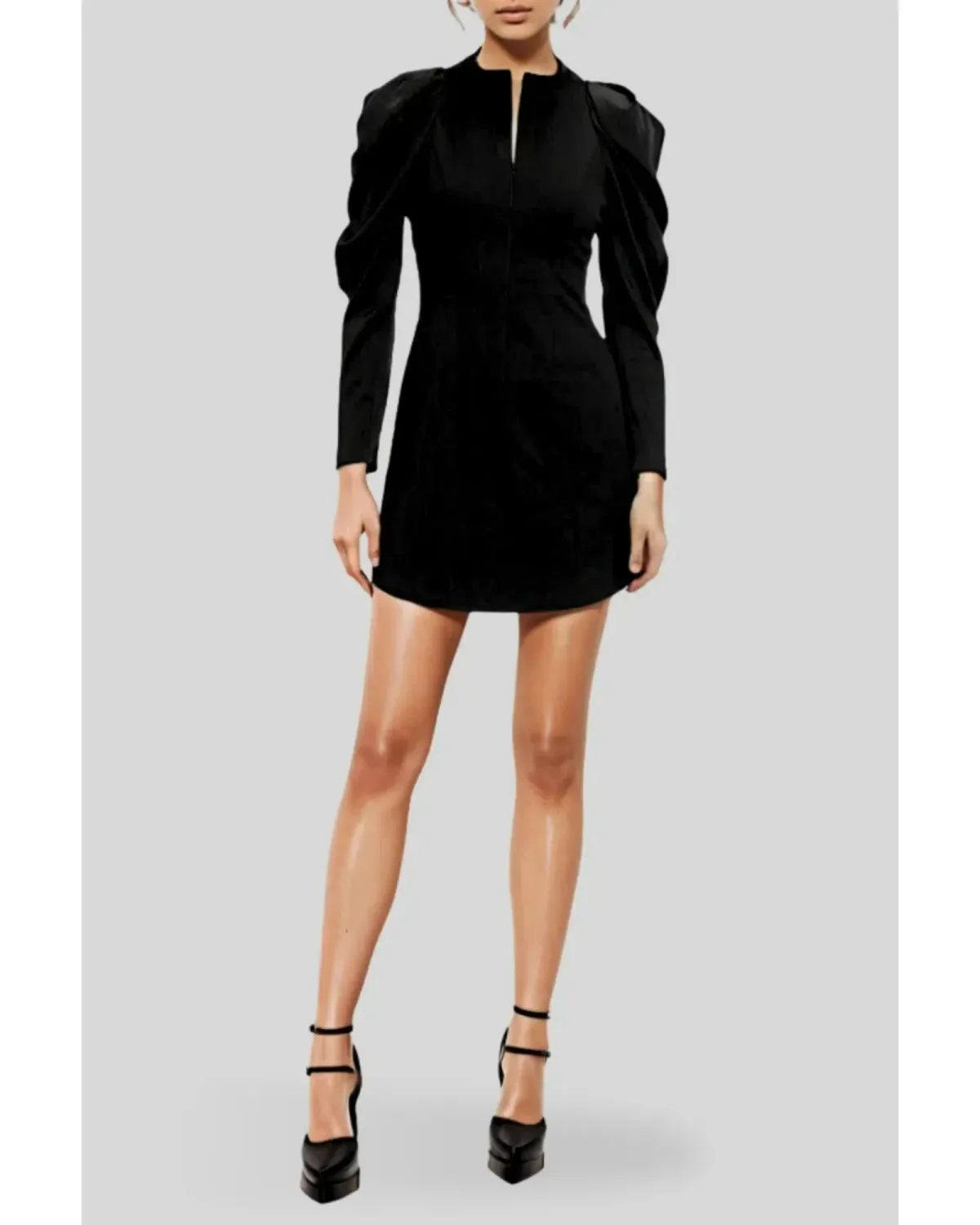 Cue Sculpted Shoulder Twill Dress in Black Size AU 10 - Image 1