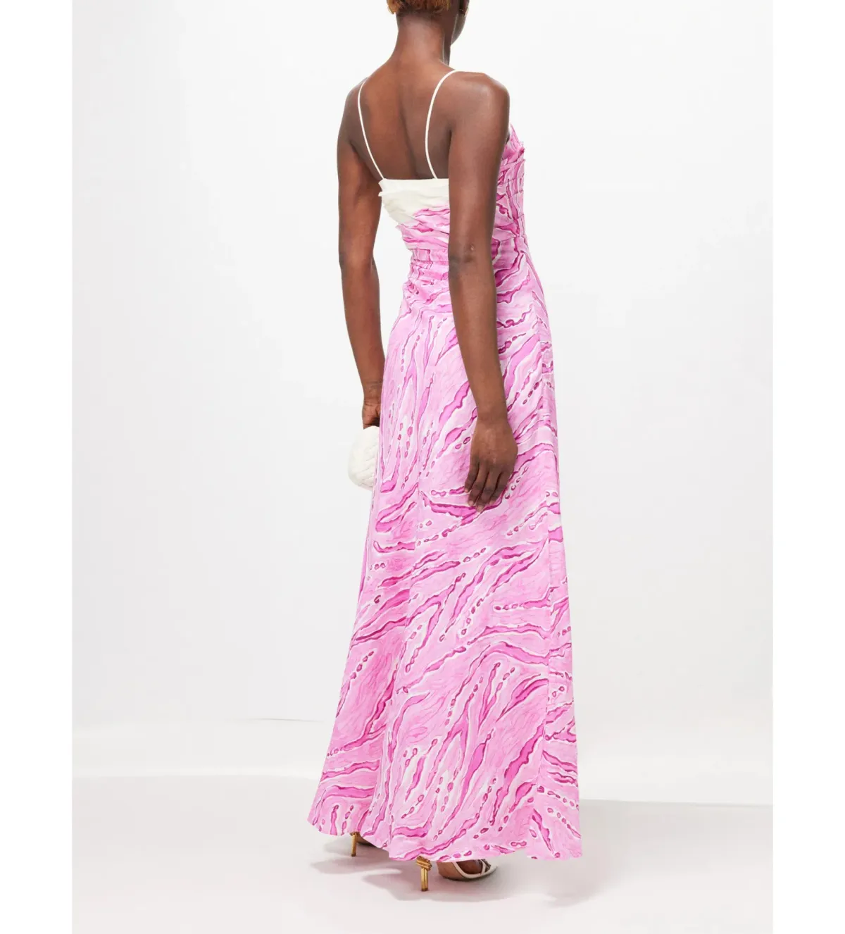 Aje Clarice Draped Linen-blend Maxi Dress Pink Size 6 - Image 2