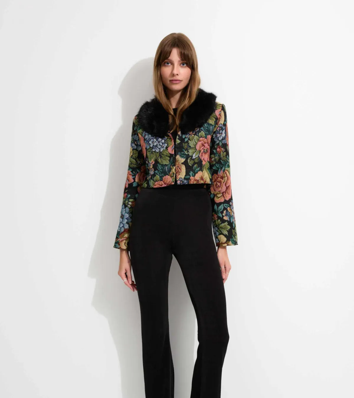 Unreal Fur Monach Cropped Jacket Tapestry Size L/Au 12  - Image 1