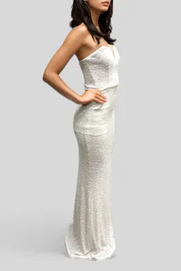 Nookie Sweetheart Sequin White Gown Size 8 for rent on The Volte - image 2