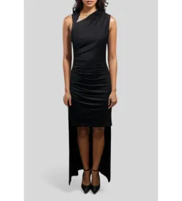 CUE Asymmetric Drape Dress in Black Size 10 for rent on The Volte - image 1