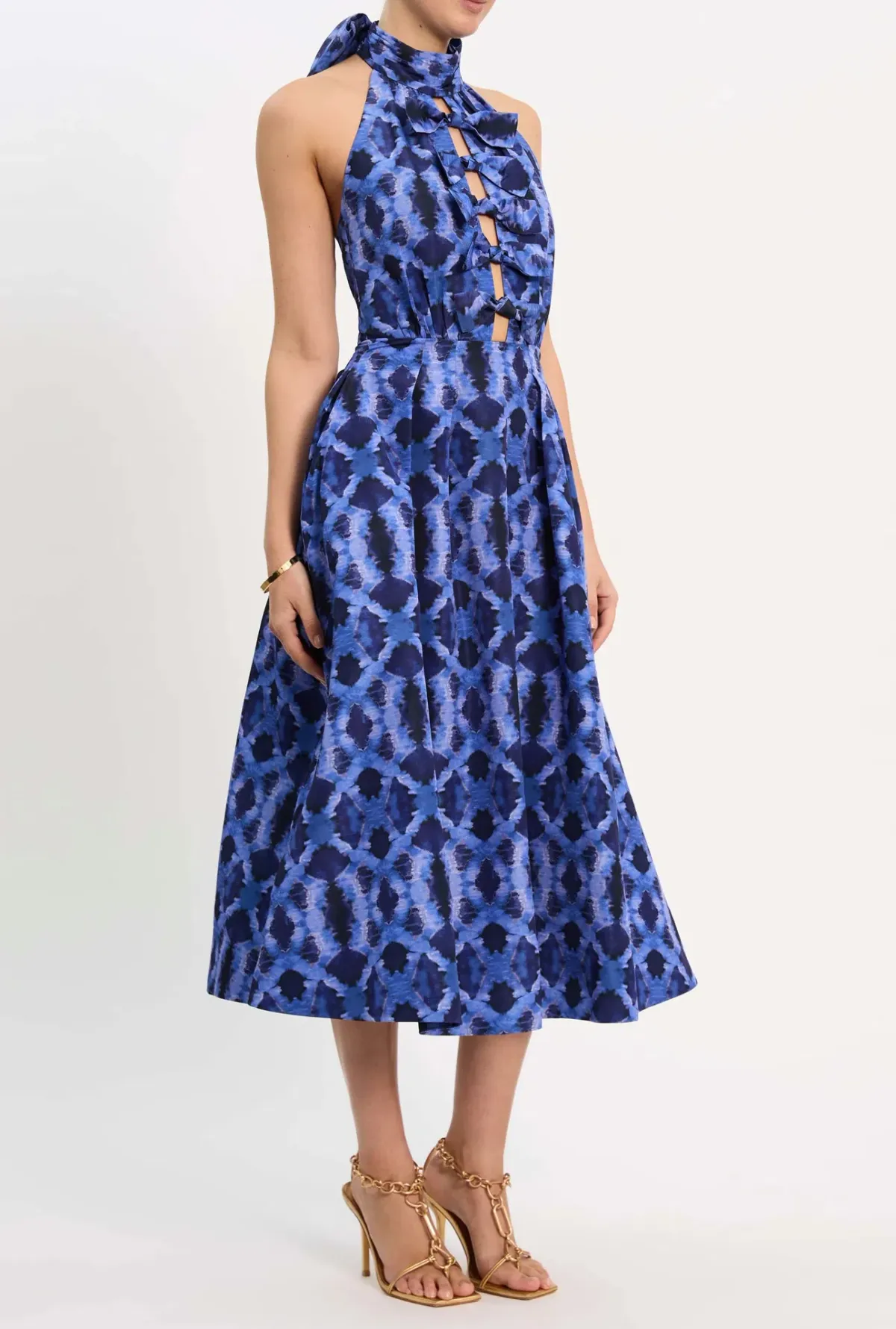 Rebecca Vallance Shiloh Halter Midi Dress Blue Size 10 - Image 4