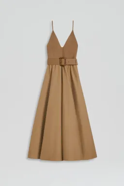 Scanlan Theodore Crepe Knit Camisole Midi Dress Camel Size 8 for rent on The Volte - image 4