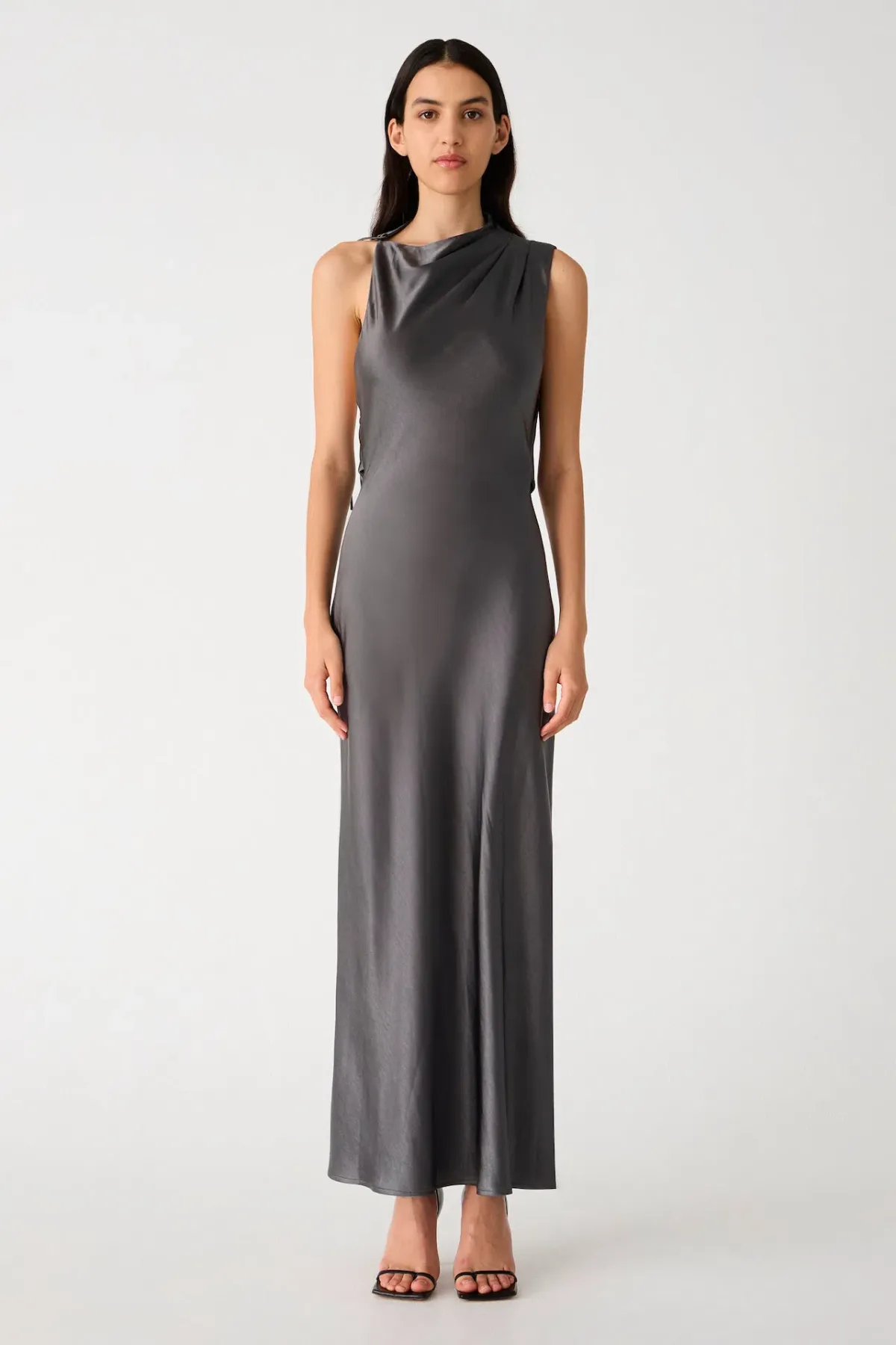 Misha Santana Gloss Satin Maxi Dress in Pewter Size XS / AU 6 - Image 1