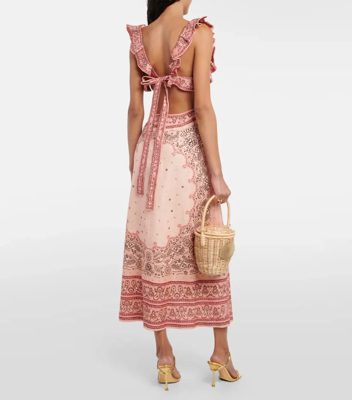Zimmermann The Matchmaker Frilled Midi Dress in Pink Bandana Size 2 / AU 10 - Image 2