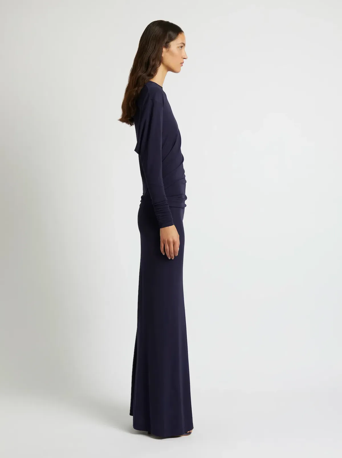 Christopher Esber Side Cowl Long Sleeve Dress Navy Size 8 - Image 2