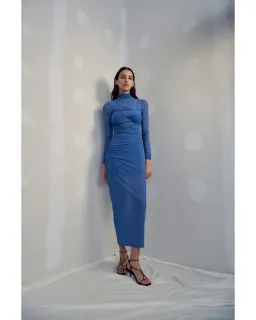 Misha Madigral Mesh Midi Dress Azure Blue Size AU 8 for rent on The Volte - image 2