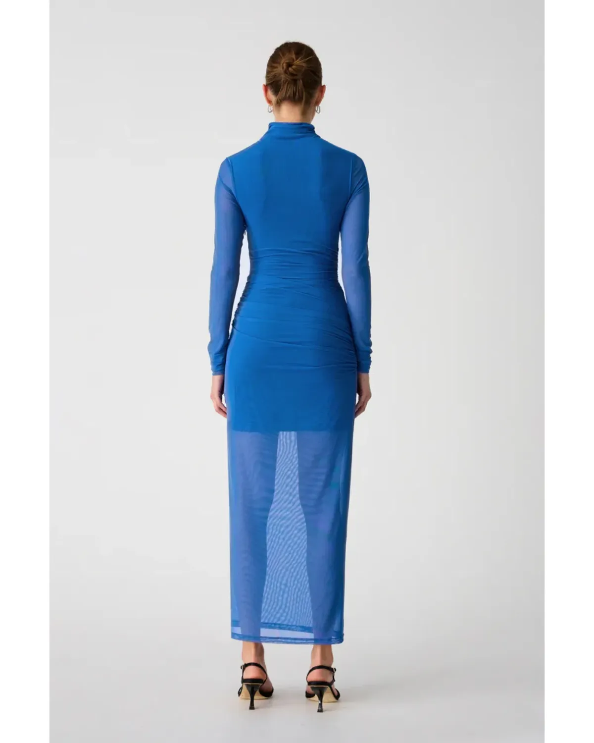 Misha Madigral Mesh Midi Dress Azure Blue Size AU 8 - Image 5