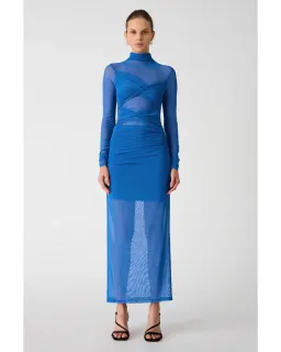 Misha Madigral Mesh Midi Dress Azure Blue Size AU 8 for rent on The Volte - image 1