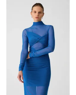 Misha Madigral Mesh Midi Dress Azure Blue Size AU 8 for rent on The Volte - image 4
