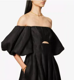 Aje Eugenie Off Shoulder Midi Dress Black Size 12 for rent on The Volte - image 4