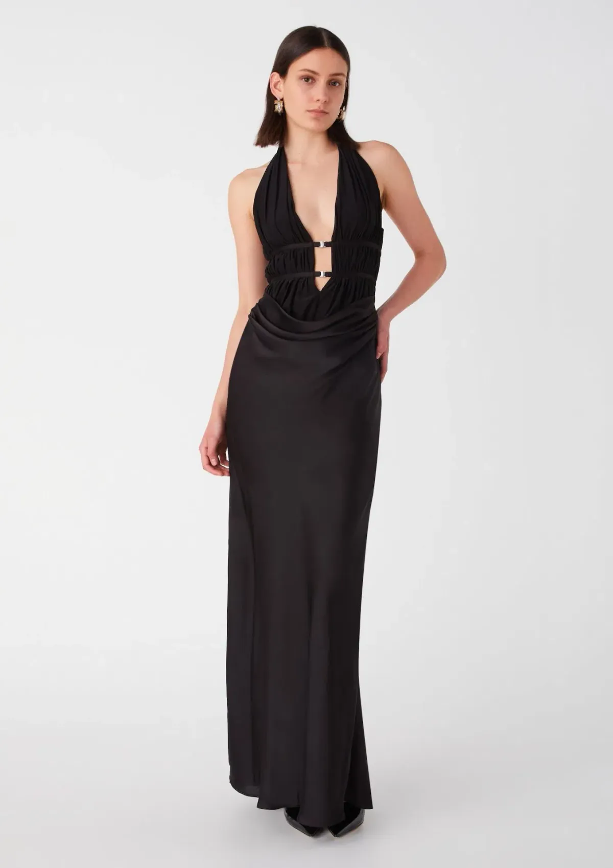 Misha Celine Mesh and Satin Gown Black Size 12 - Image 1