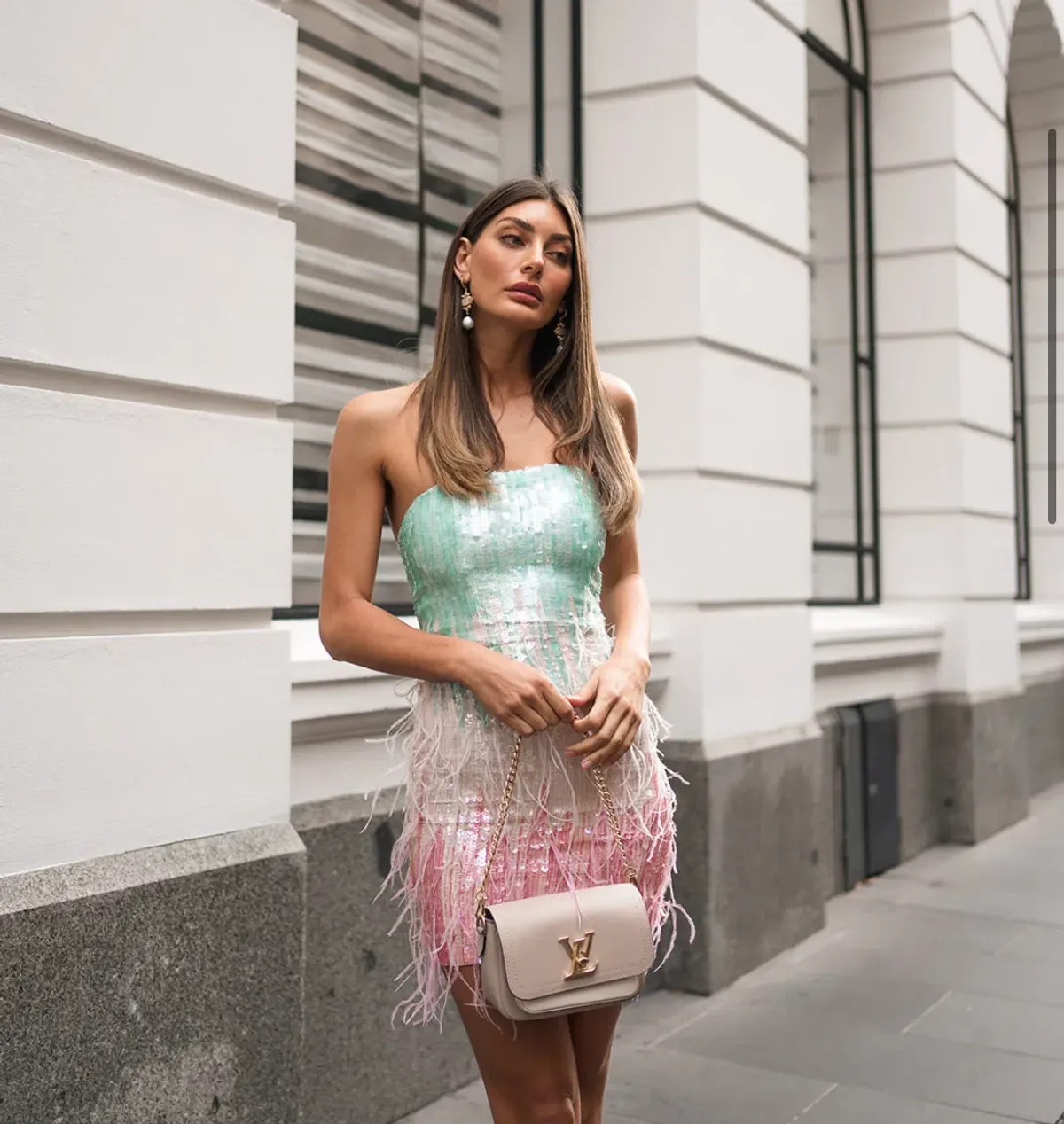 Retrofete Anastasia Sequin Feather Mini Dress in Feather Size AU 8 - Image 4