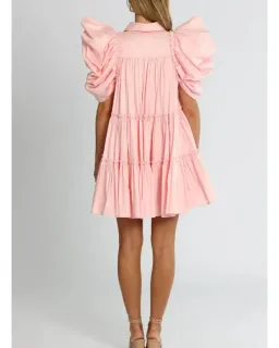 Aje Swift Butterfly Sleeve Smock Dress in Rose Pink Size AU 8  for rent on The Volte - image 3