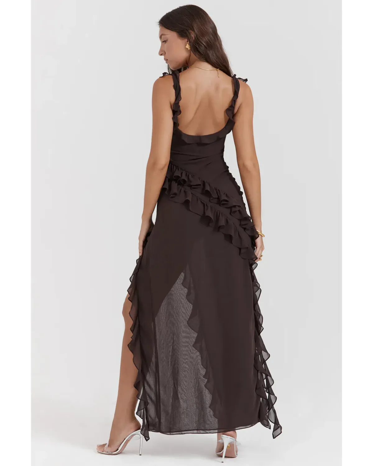 House of CB Ariela Maxi Dress in Espresso Size AU 6 - Image 4