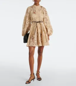 Zimmermann Waverly Lace Mini Dress Taupe Size 1 / AU 10 for rent on The Volte - image 1