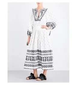 Zimmermann Divinity Midi Embroidered Linen Dress White/Black Size 0 / 8 AU for rent on The Volte - image 4
